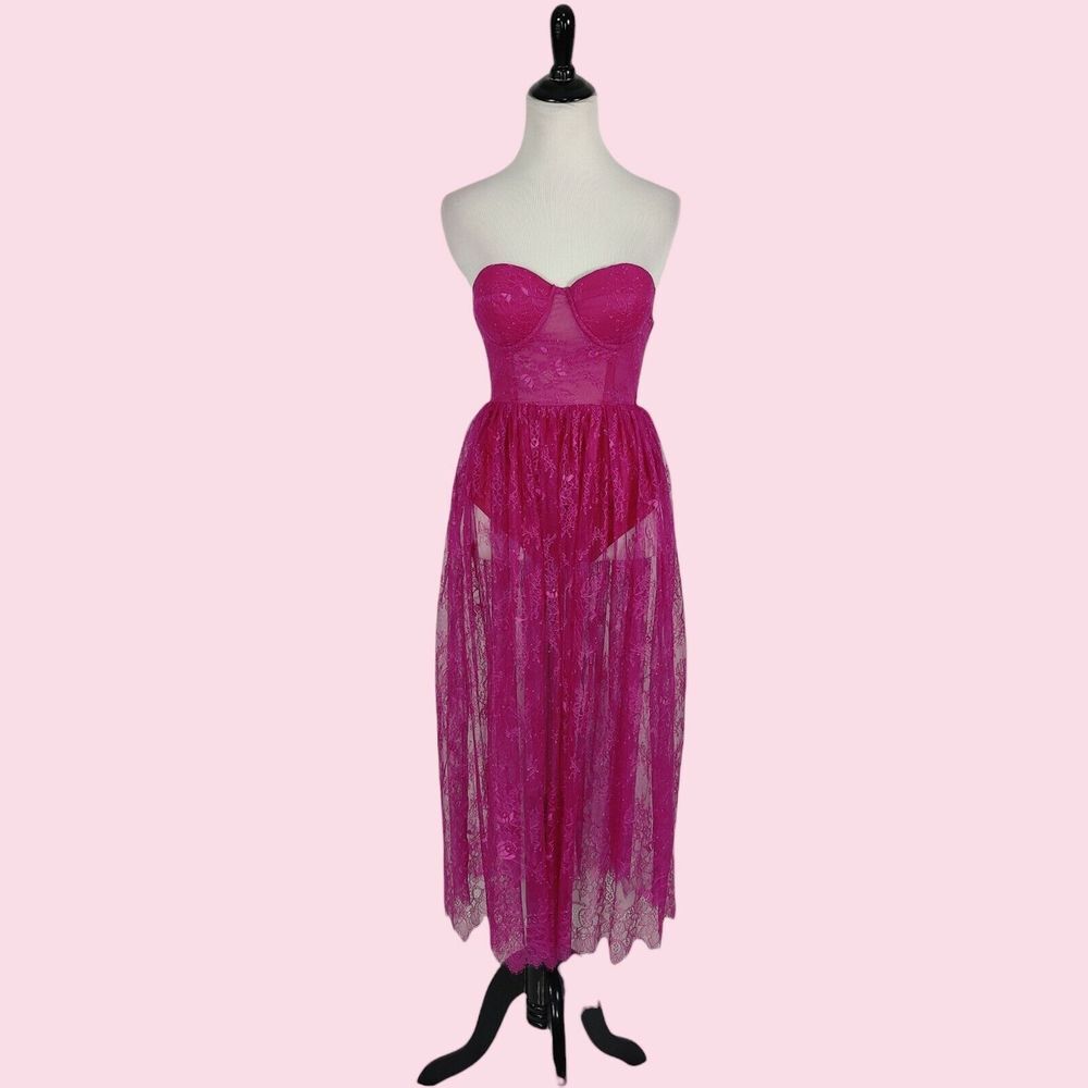 x by nbd dress XS lace bodysuit‎ Built-in Pink NWT